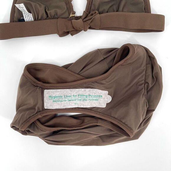 ViX by Paula Hermanny Beaded Embroidered Triangle High Waisted Bikini Set Small - Picture 7 of 8